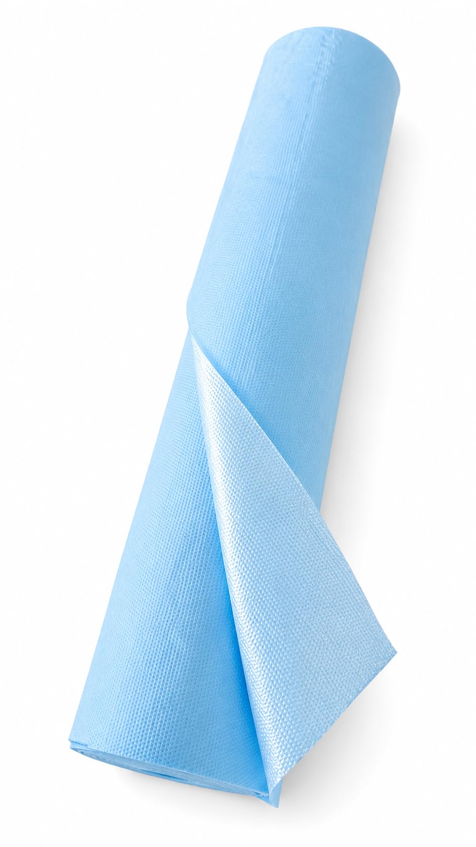 Draps d'examen plastifiés bleus 50 cm – 180 formats – 1 face imperméable / 1 face absorbante – Colis de 6 rouleaux