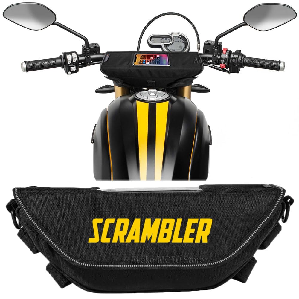 Generico Borsa da Manubrio per Scrambler1100 scrambler 800 scrambler 400 Borsa da Navigazione per Volante da Moto, Borsa per Telefono Impermeabile Portatile (A)