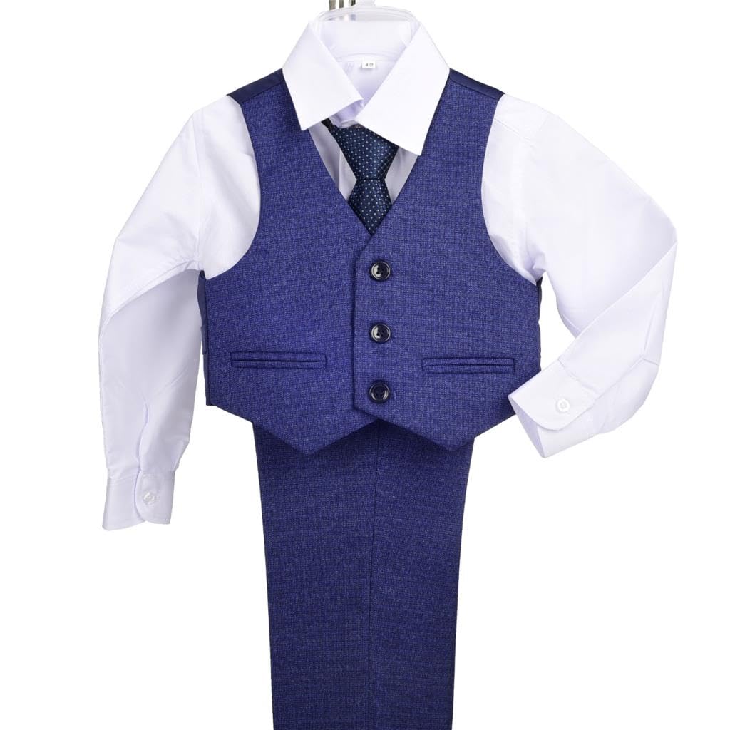 Lito Angels Completo Smoking Elegante Abiti e Giacche Set 5 Pezzi per Bambino Taglia 1-6 Anni, Blu/Navy
