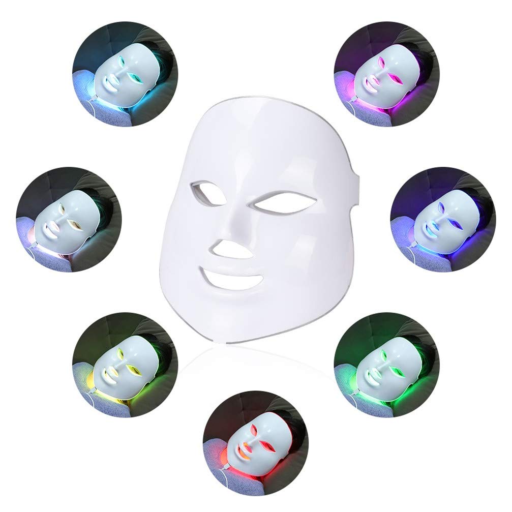 7 Color LED Máscara Light Therapy LED Máscara Photon Con Cuello, Colágeno Cicatriz Antiarrugas Antiarrugas Cuidado De La Piel Coreana Máscara Facial Para El Cuidado De La Piel Máscara LED