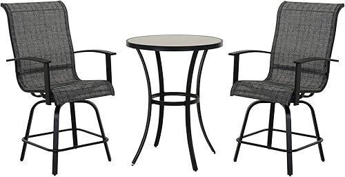 Miniatura 16 de Grand patio Juego de 2 taburetes de patio con altura de mostrador, sillas giratorias para balcón, piscina, patio trasero, jardín