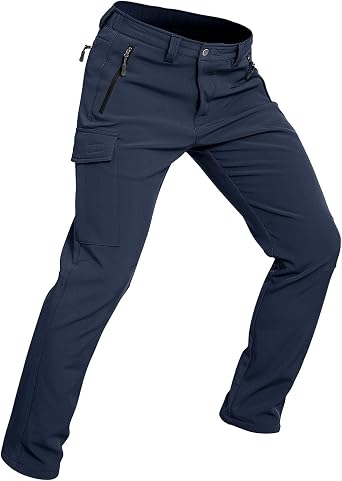 Wespornow Mens-Fleece-Lined-Hiking-Pants Water-Resistance-Snow-Ski-Pants Softshell Snowboarding Pants for Winter, Outdoor