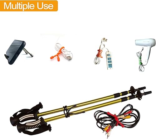 Miniatura 4 de Generic 24 bridas para cables de silicona negra, lazos de goma reutilizables flexibles para agrupar y sostener, ataduras de cables multiusos para