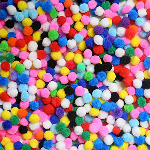HERZWILD Lot de 1000 pompons multicolores d'environ 15 mm - Mini pompons multicolores - Petits pompons moelleux - Pour artisanat, bricolage, décoration, loisirs créatifs Cover