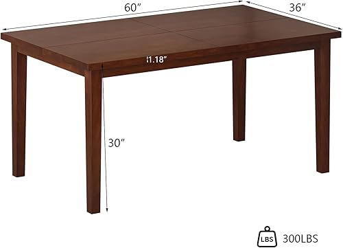 Miniatura 2 de Mesa de comedor de 60 pulgadas para 4 y 6, mesa de cocina de diseño único, mesas de comedor rectangulares con patas de madera maciza para cocina,
