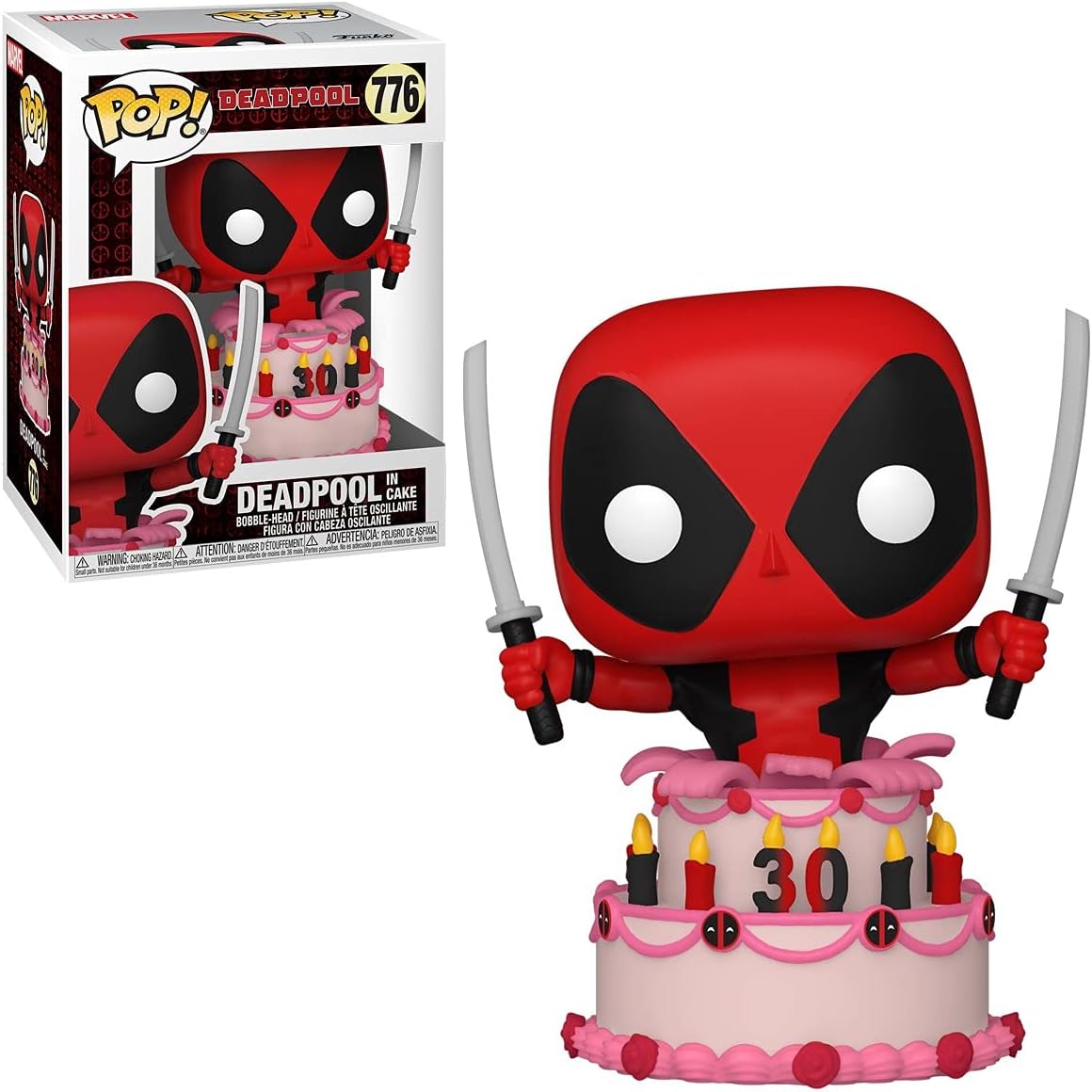 Funko POP Marvel: Deadpool 30th - Deadpool in Cake Pop! Vinyl Figure (Bundled with Compatible Pop Box Protector Case), Multicolor, 3.75 inches