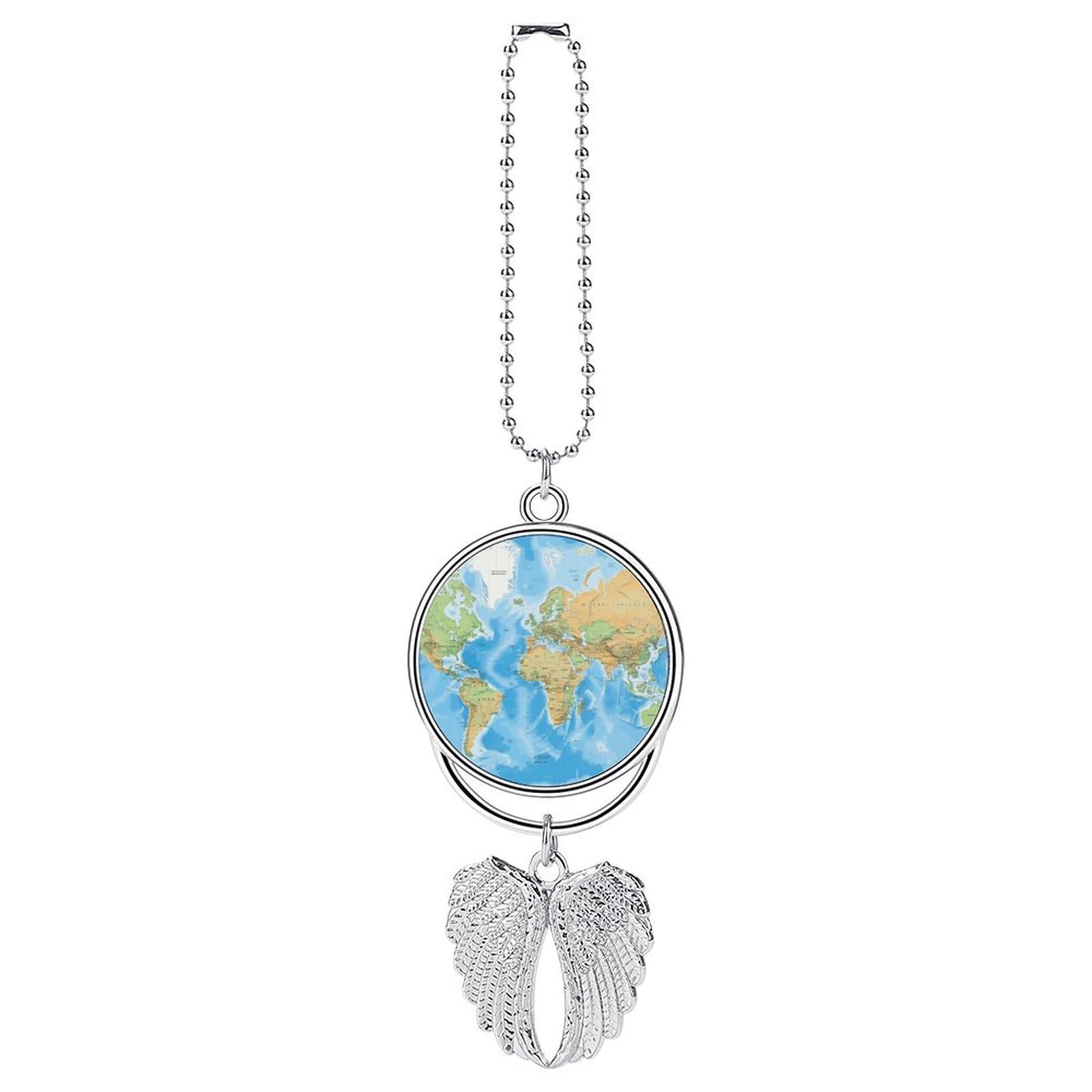 Map Car Charm Alloy Car Rear View Mirrors Hanging Ornaments Stylish Car Pendant Funny Auto Hanging Accessories Car Hanging Ornaments Gift for Women Men