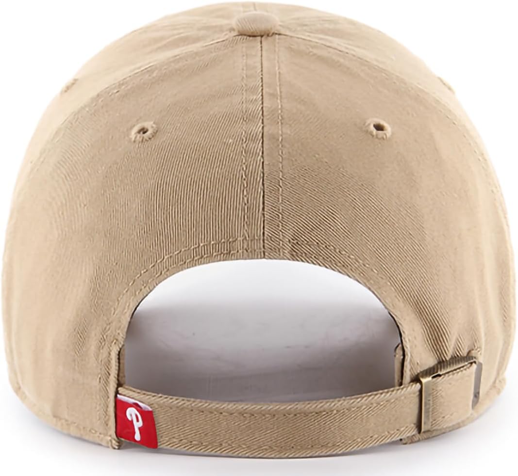 47 Brand MLB Khaki White Primary Logo Clean Up Adjustable Strap Baseball Dad Hat Cap, Adult One Size Fits All - Image 2
