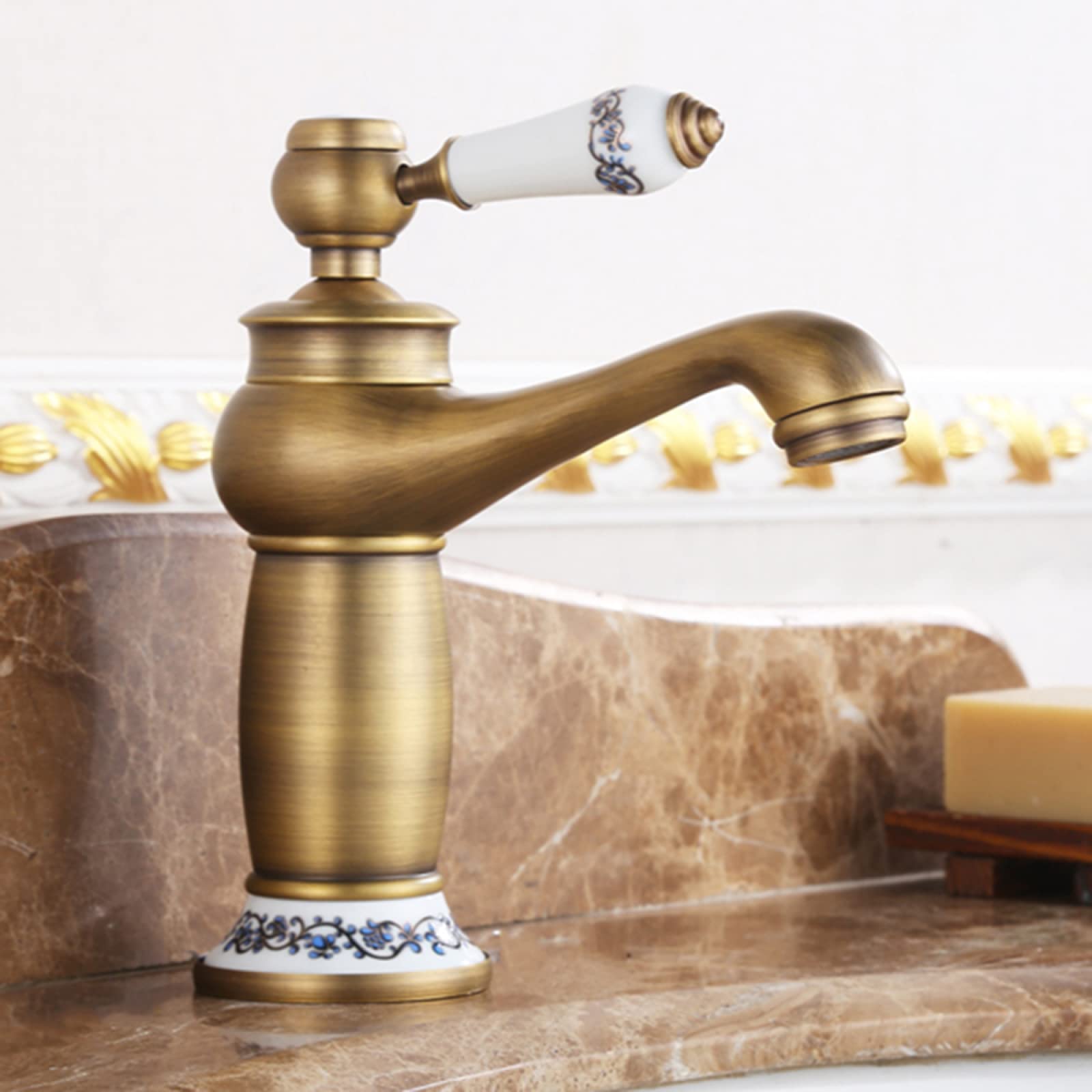 Robinet laiton salle de bain vintage avec mitigeur eau chaude et froide