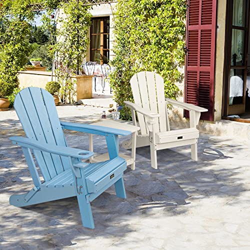 Vingli Outdoor Side Table With 2 Layer Storage, Plastic Waterproof And Uv Resistant Hdpe Adirondack Coffee End Tables, All Weather For Patio, Backyard, Pool, Indoor Use (White) #TOP5