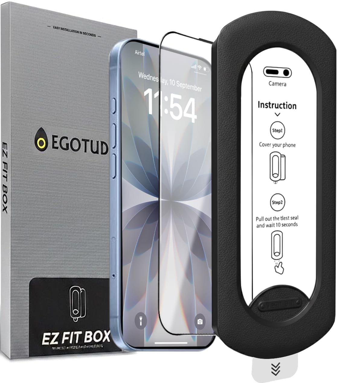 EGOTUDE for iPhone 17 & 16 Pro Tempered Glass 9H Hardnes Edge-To-Edge Coverage Screen Guard Protector with Easy Fit Auto Dust Removal Kit