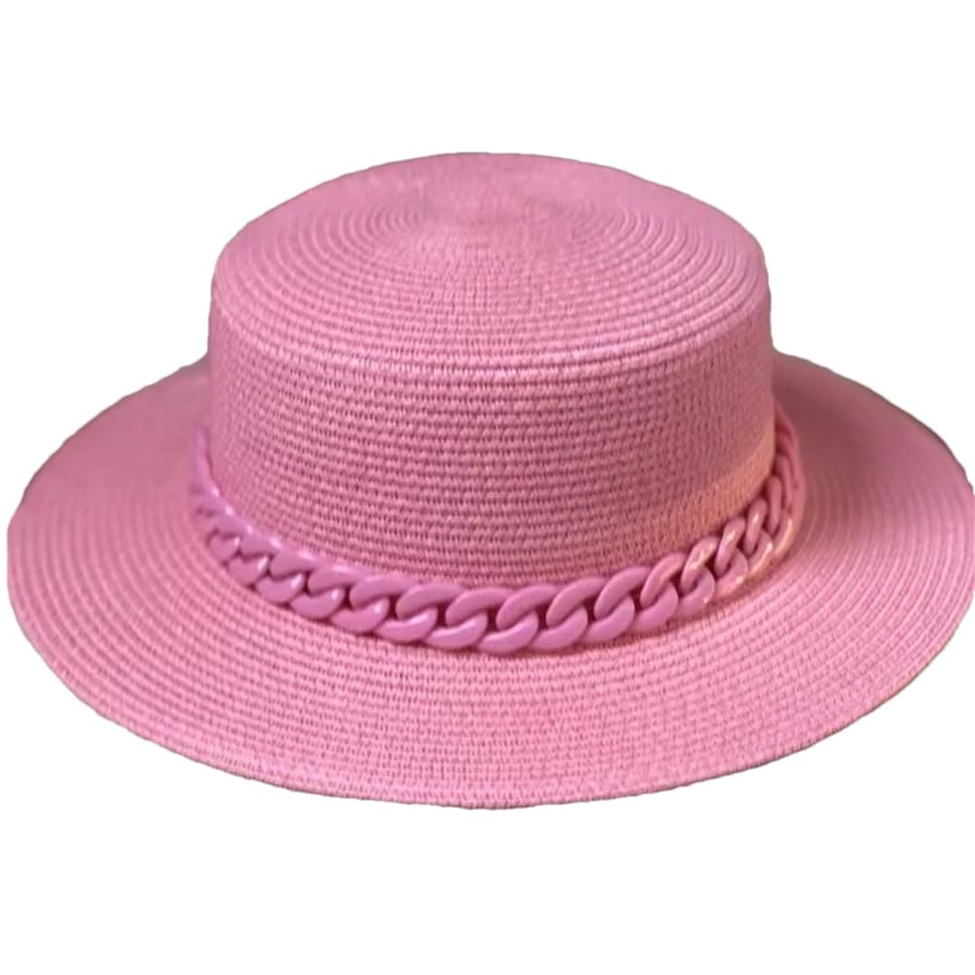 EYRMQWJPC Wide Brim Sun Hat, Women's Summer Straw Hat Wide Brimmed Beach Chain Sun Multicolor(7)