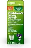 Amazon Basic Care 24 Hour Allergy Relief for Children, Cetirizine Hydrochloride Oral Solution 1 mg/mL, Grape Flavor, Dye Free, 8 fl oz (Pack of 1) Grape 8 Fl Oz (Pack of 1)