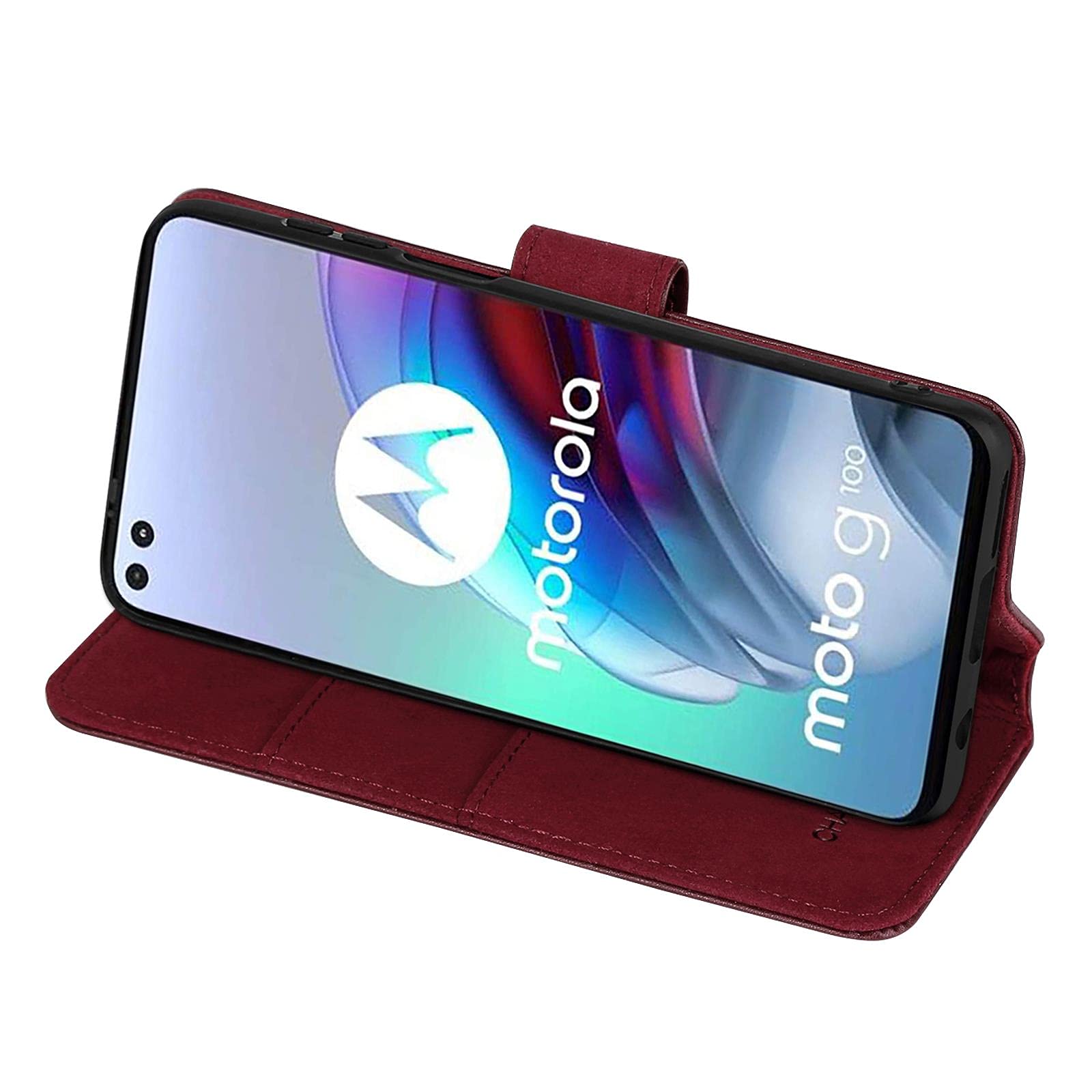 Funda Libro Motorola Funda Tipo Libro Plegable Para Motorola - Cubierta De Cuero Sintético, Soporte Integrado Y Carga Inalámbrica Qi Mochila Fotografia