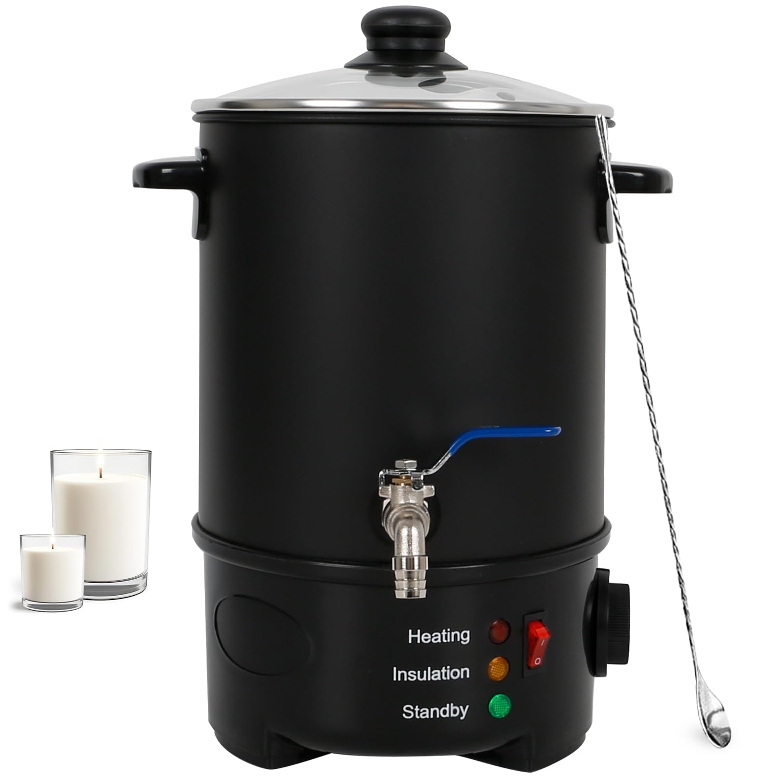 Grand Fondoir à Cire 6L Pour Fabrication De Bougies - Avec Bec Verseur Chauffant - Rose - Acier Inox