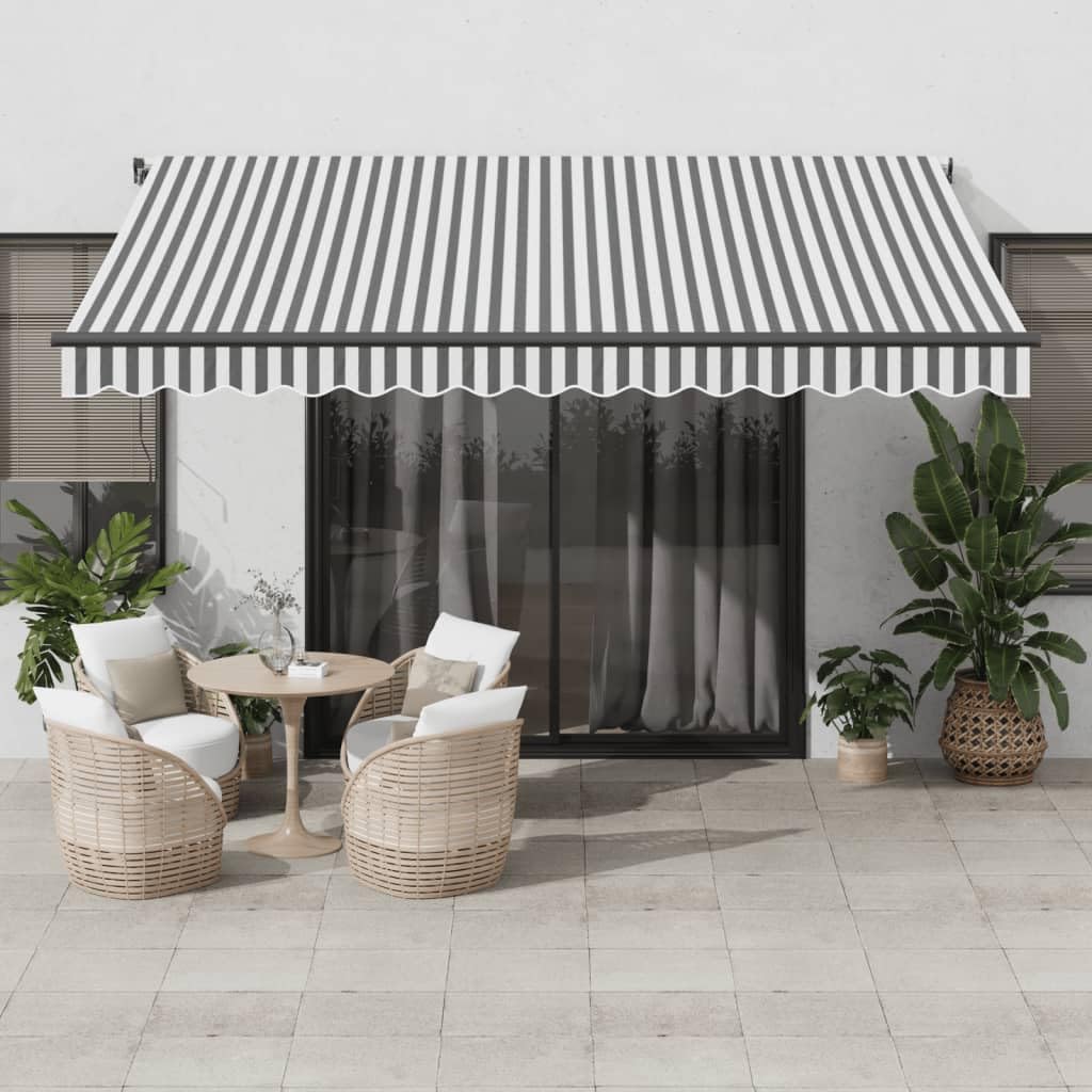 markisen vorhang Rantry Manueller einziehbarer mit LEDs, Anthrazit und Weiß, 400 x 350 cm, Markise für den Außenbereich, Sichtschutz, Vorhang für Garten, Balkon, Terrasse 14959700345199 Zolltarifnummer für Handschuh: 6116.92.00.00.0 Rahmenfarbe:rosa | Logofarbe gelb