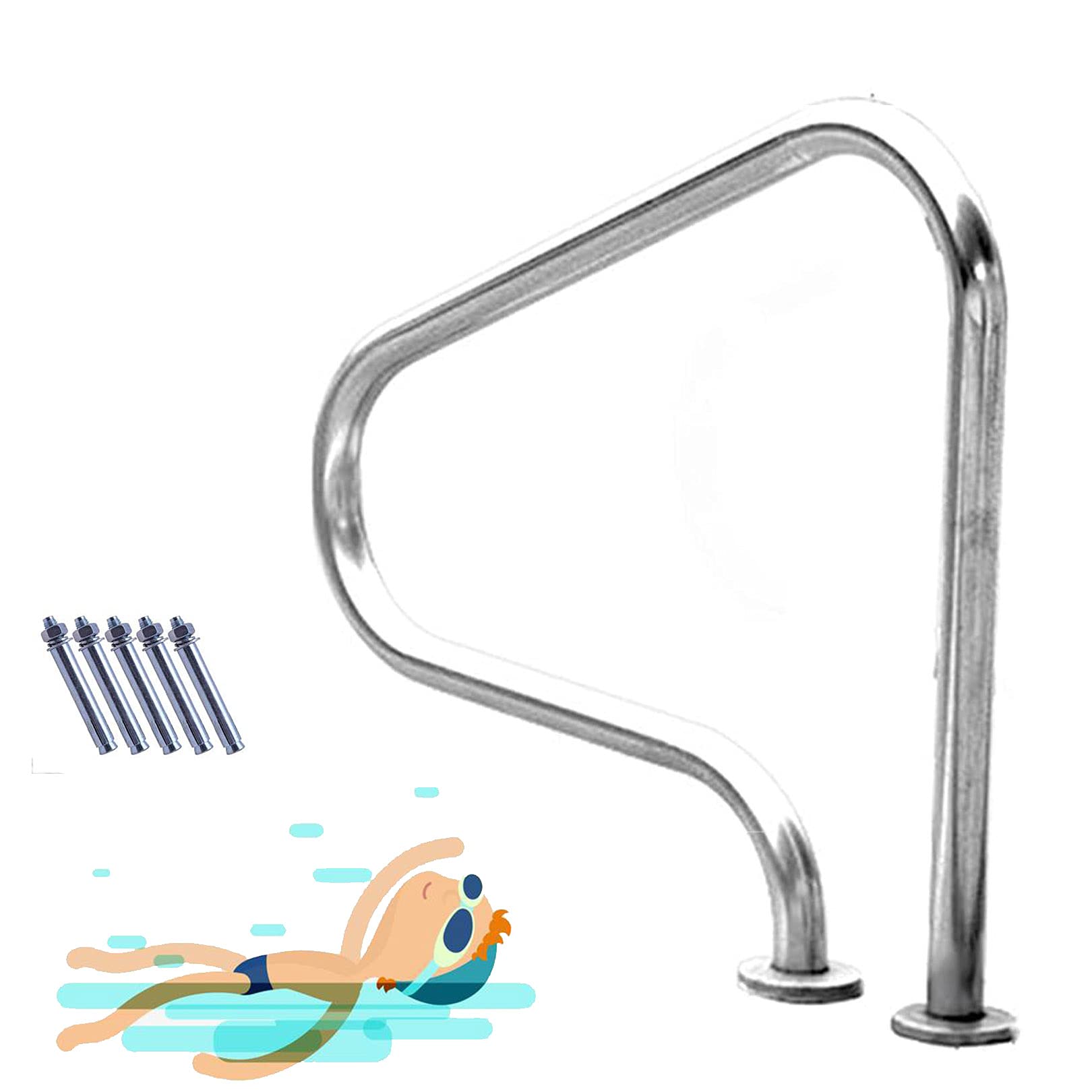 Main courante de piscine antidérapante en acier inoxydable facile à monter