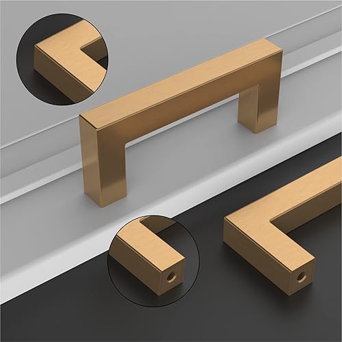 Miniatura 3 de Amerdeco Paquete de 10 manijas de bronce champán para gabinetes de cocina de 3 pulgadas (2.992 in), manijas para accesorios de gabinetes de cocina,