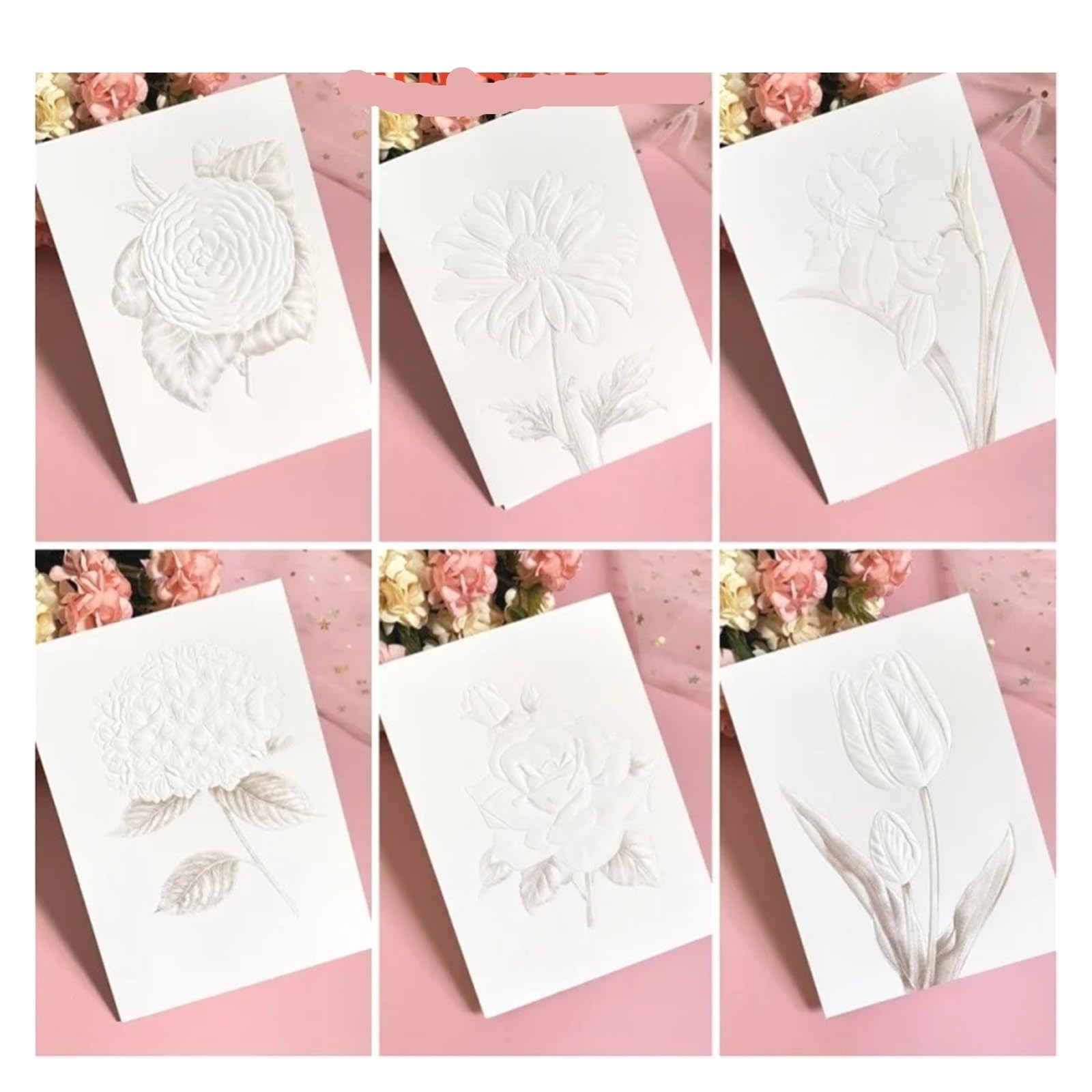 Zaproszenie na ślub Zaproszenia na każdą okazję, zaproszenia ślubne z kopertami Pop-Up Puste tłoczone kwiaty Białe 1 szt. lub 6(6PCS)
