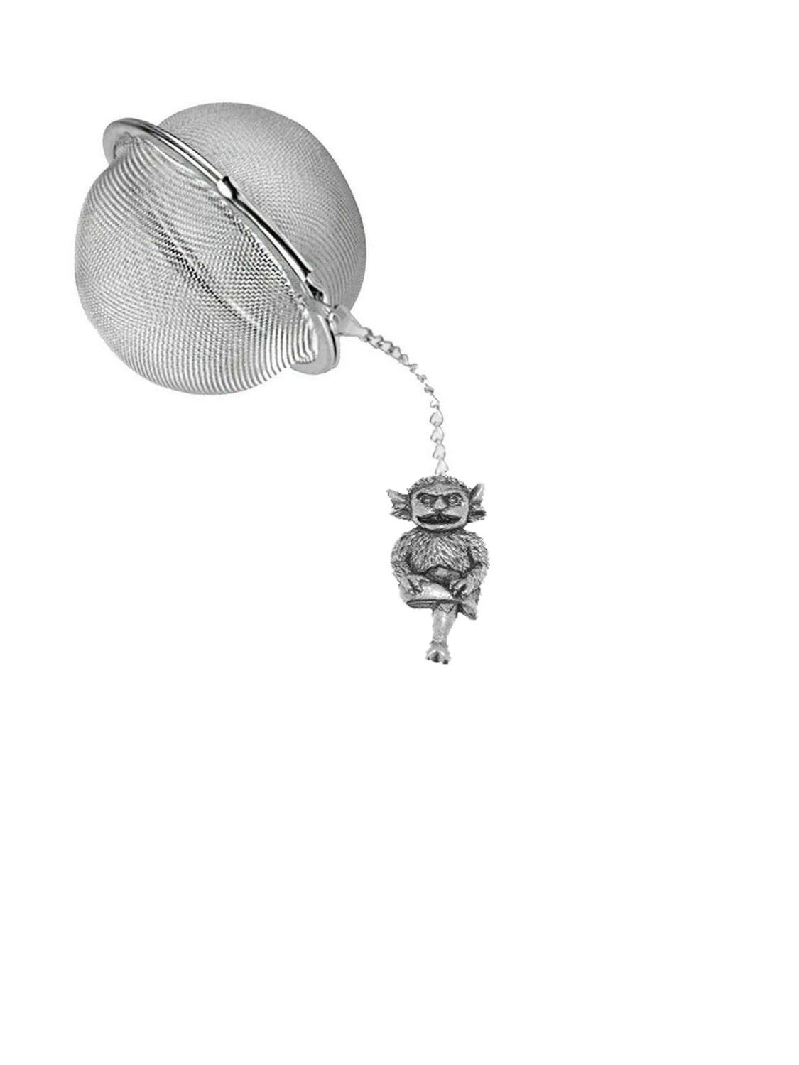 pp-g50 Lincoln Imp English Pewter on a Tea Leaf Infuser Stainless Steel Sphere Strainer
