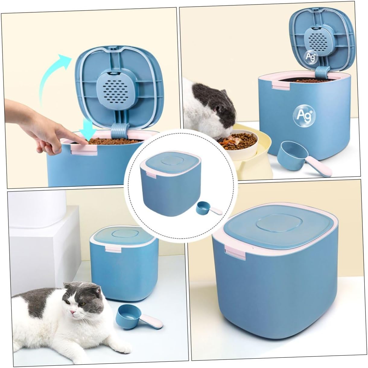 BESTonZON 11l Sealed Pet Food Storage Bin Moisture-proof Cat and Dog Food Container with Frosted Butterfly Lid for Household Use