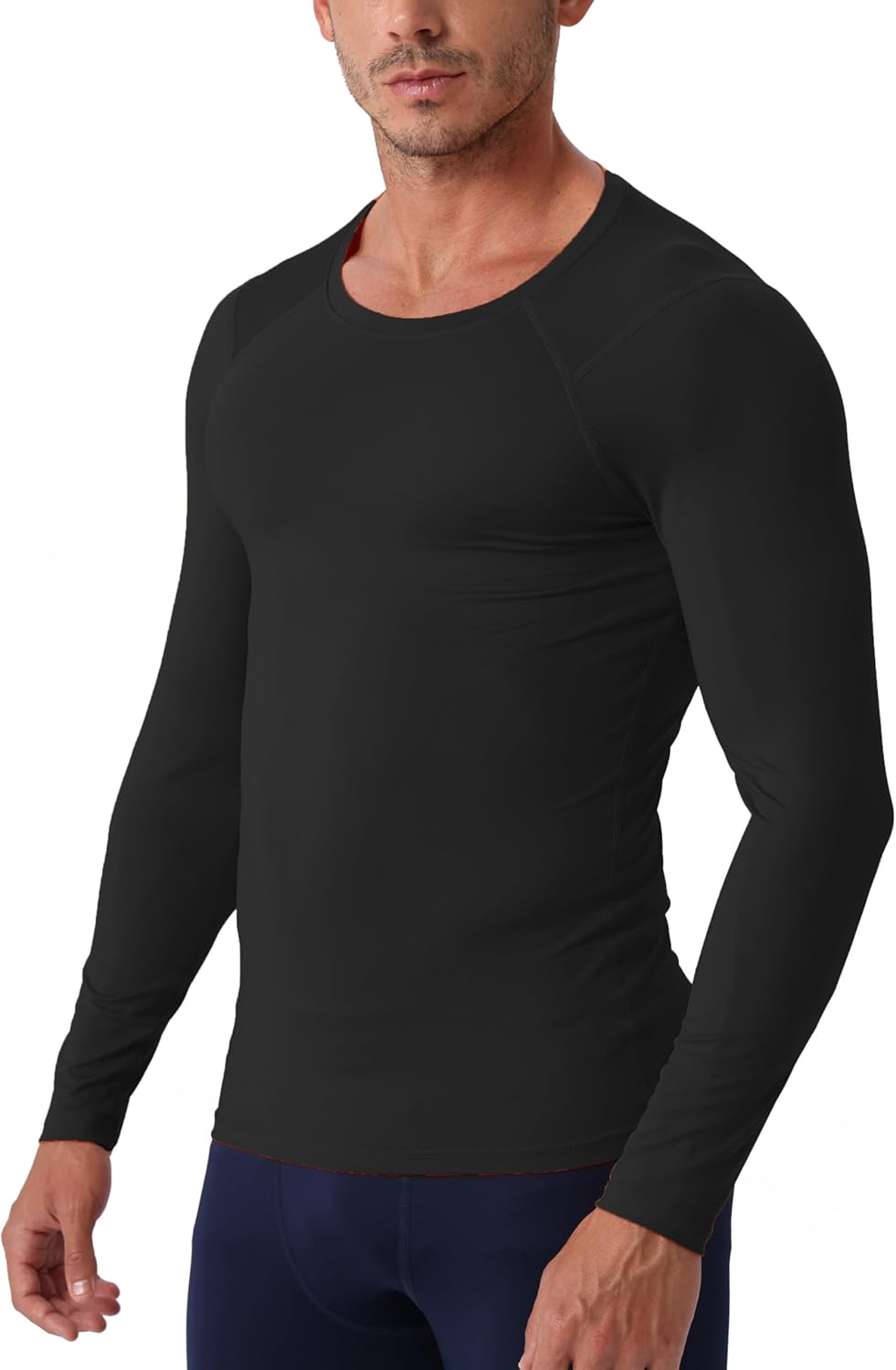 Men's Compression Long Sleeve Shirts, Cool Dry Sport Workout Underwear Shirt Athletic Baselayers Gym Running Tops 1/2 Pack - Image 6