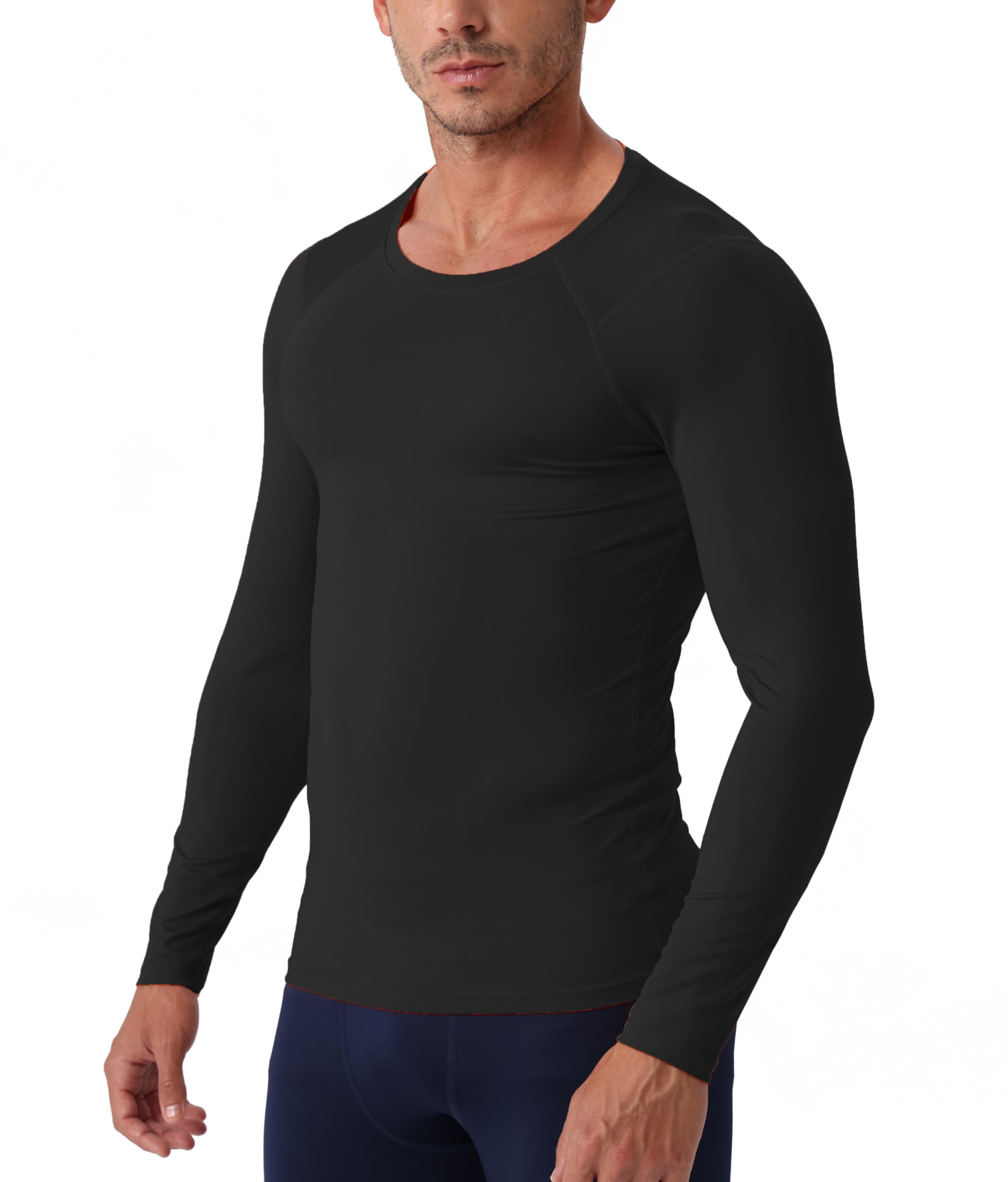 Camisas de compresión de manga larga para hombre, ropa interior deportiva fresca y seca, camiseta de entrenamiento atlético, capa base, para correr, paquete de 1/2 unidades