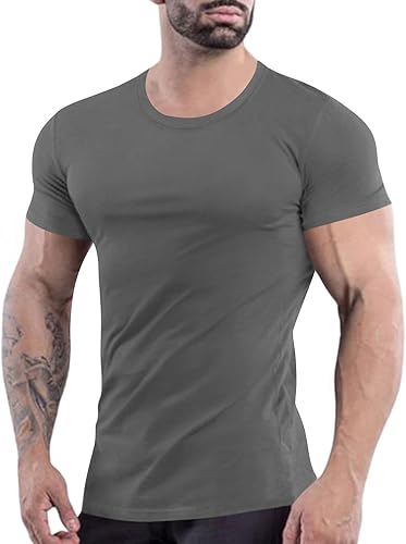 Miniatura 1 de Uni Clau Camisetas musculares para hombre, camisetas de manga corta a la moda, camiseta de entrenamiento atlético para gimnasio