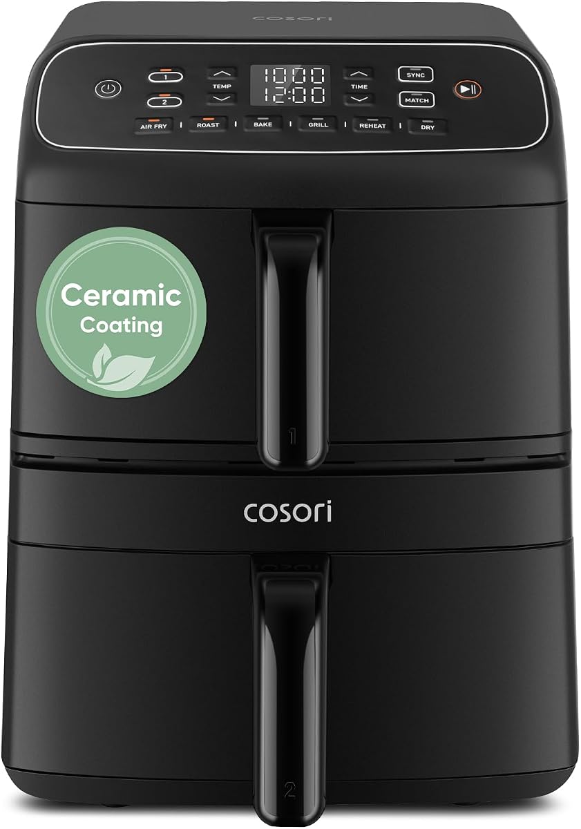 Cosori Double Stack Air Fryer 8.6L, Less 39% Counter Space, Ceramic Coating