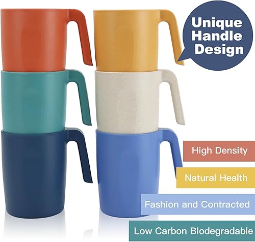 Miniatura 3 de Homienly Tazas de café de paja de trigo, alternativa a las tazas de café de plástico, juego de 6, tazas de café para acampar irrompibles, tazas de