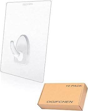 FIGO 10 Packs 15lBMax Seamless Small Wall Hooks Adhesive Transparent Seamless Hooks Very Creative, Practical Hook for the Drill-free Wall