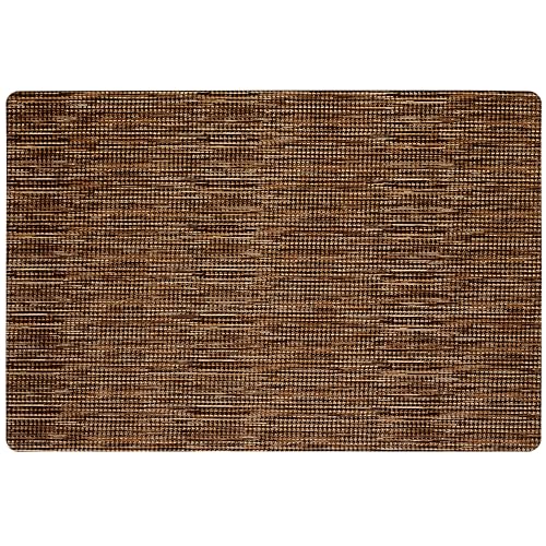 TOWN & COUNTRY BASICS Smooth Step Houndstooth Low Profile Utility Kitchen Mat, Machine Washable, with Non-Slip Backing, Brown/Beige, 24