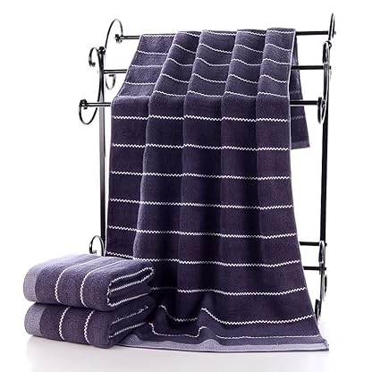 CULPRT Schnell Trocken 3 Stück Baumwollhandtuch Set Wasser Wellenmuster 1 Badetuch 2 Handtücher Erwachsene Feste Farbe Großes Handtuch Badezimmer, Weich Bequem/C/35,75 cm+70,140 cm – Bild 3