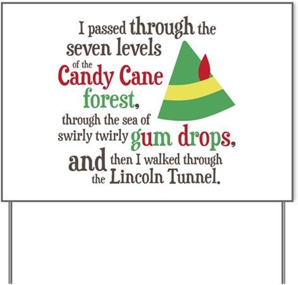 E&M Designs Candy Cane Forest Quote Yard Sign, 18x24 inches, Vinyl, Red, Whimsical, Tabletop