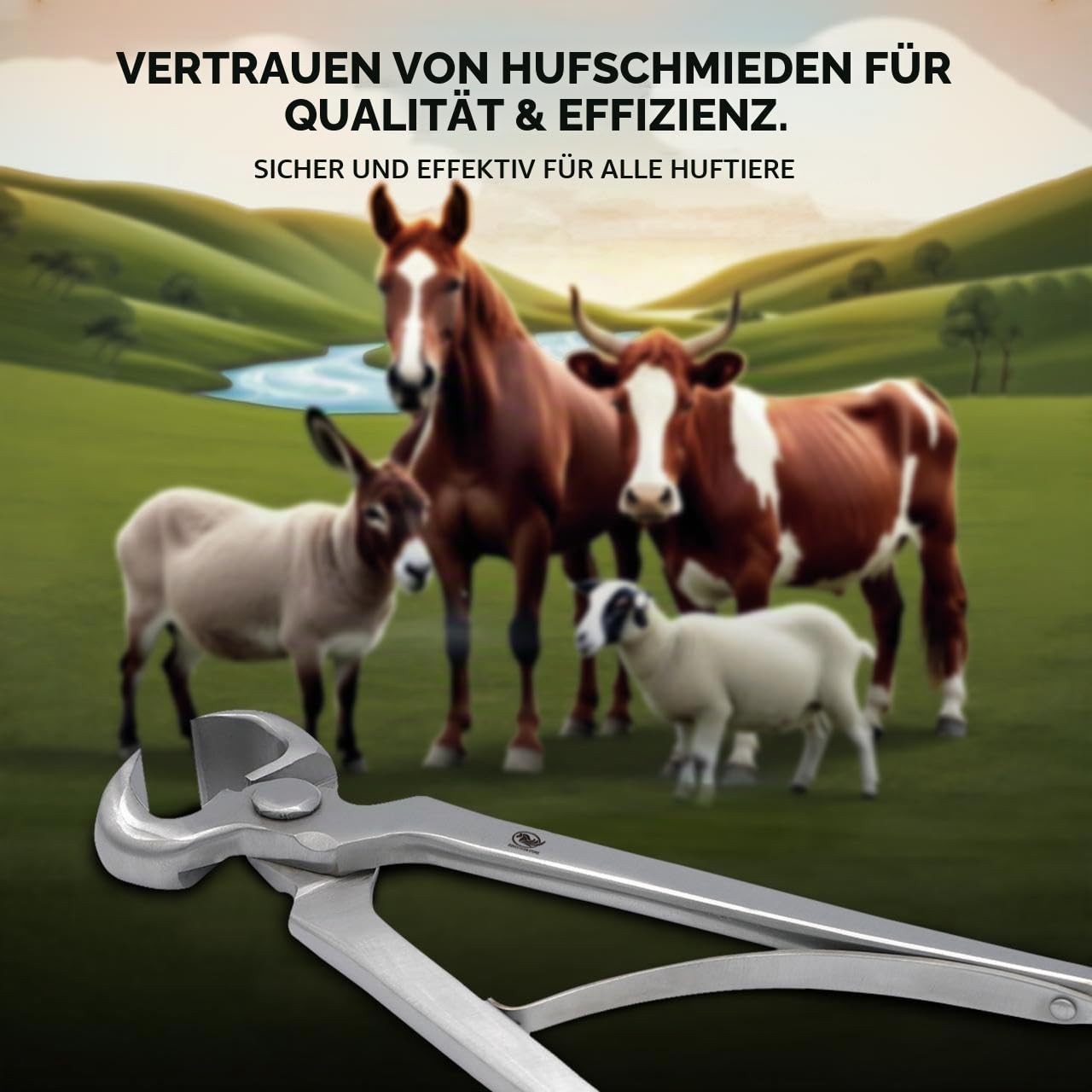 Hufzangen. 38 cm/35 cm/30 cm/25 cm. Hufschneider für Nutztiere. Hufpflege für Pferde. Hufschneider aus Edelstahl – Langlebiges Hufpflegezubehör für Hufschmiede (Hufzange mit Feder 25cm)