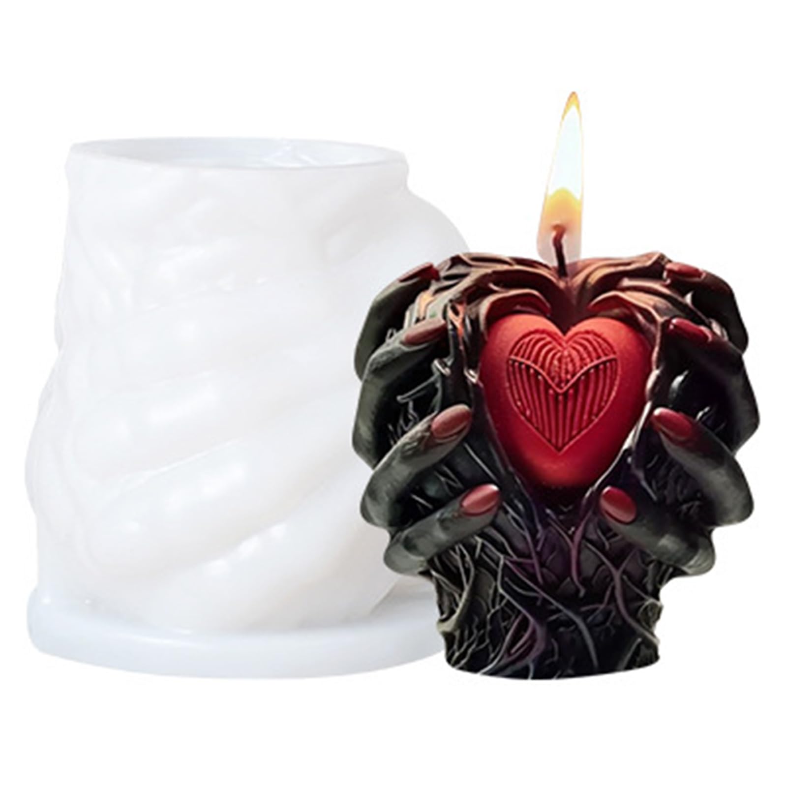 Tsophreniq Halloween Holding Heart Silicone Plaster Molds Epoxy Resin Scented Ornament Silicone Halloween Holding Heart Scented Craft Plaster