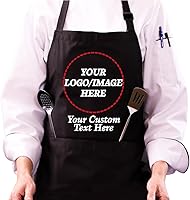 Personalized Custom Logo Apron for Men & Women - Waterproof Adjustable Chef Bib with 2 Pockets, Grilling BBQ Kitchen Gift