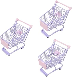 Toyvian Mini 3 Pçs Carrinho De Compras Carrinho De Compras Brinquedo Carrinho De Supermercado Em atura Coisas Aleatórias Carrinho De Compras De Brinquedo