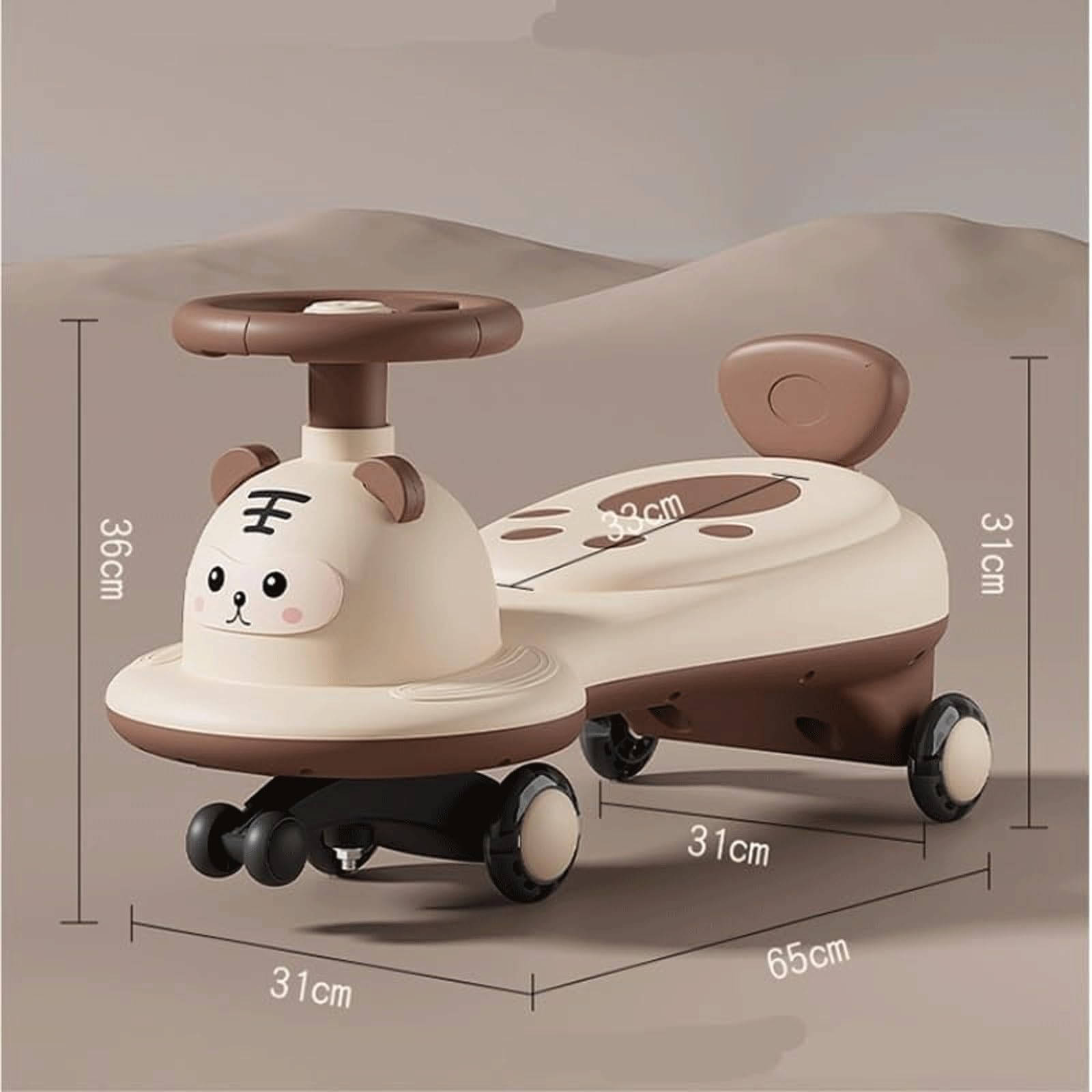 Wiggle Car Huśtawka Samochód Cicha Wiggle Hulajnoga Flash Wheel Rowerek biegowy Jeździć na pchaczu Dziecięcy samochód Wiggle z liną do mocowania(Roze)