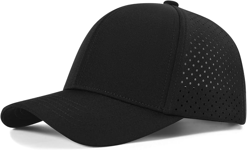 Men Laser Mesh Ball Cap Snapback Baseball Cap | Quick dry breathable laser cut mesh, Curved brim sun protection, Adjustable snap closure