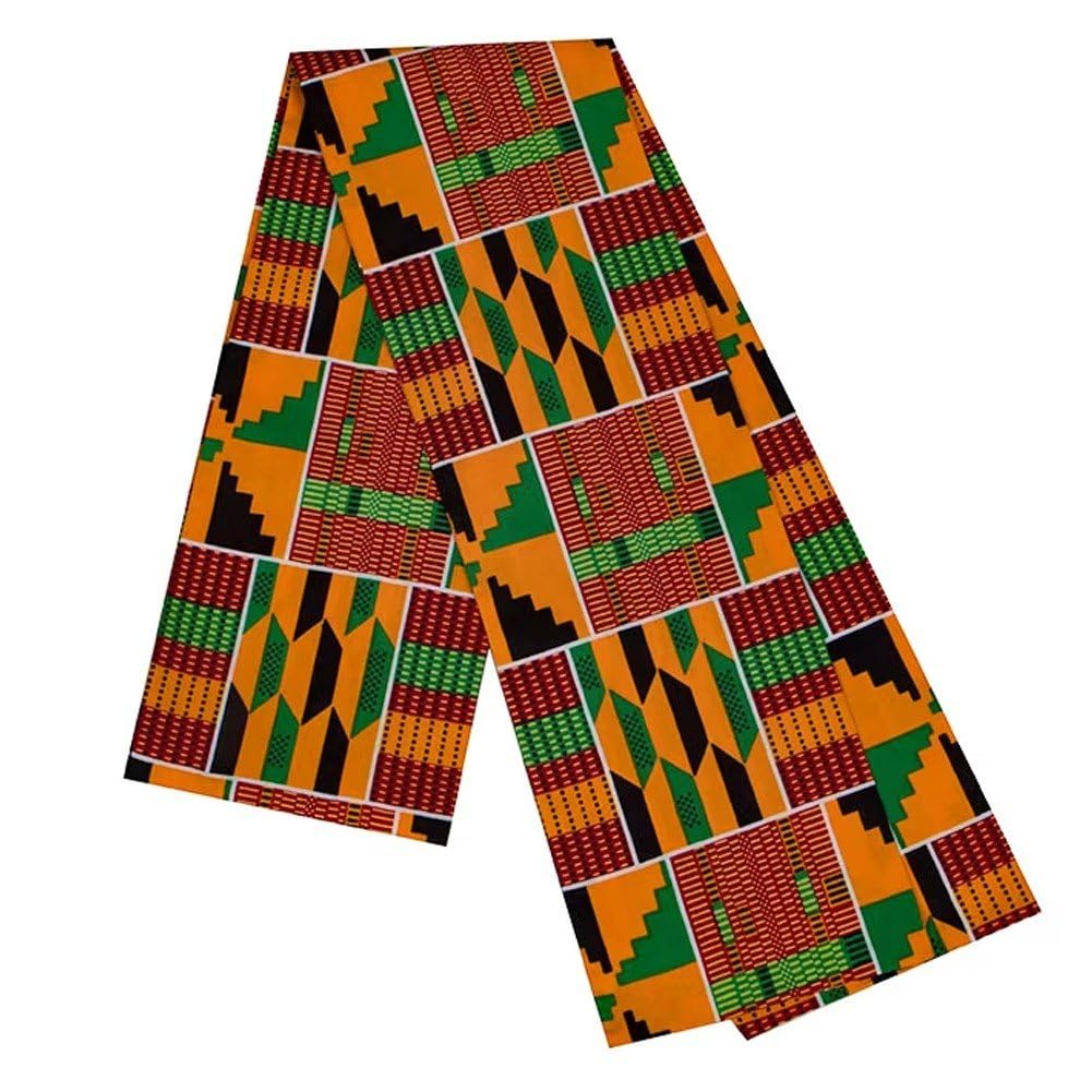 2 Pezzi Africani Kente Stampa Stola Fascia, Unisex Africano Modello Kente Scialle Cappello Kufi per Storia Africana Nera Uomo Bambino