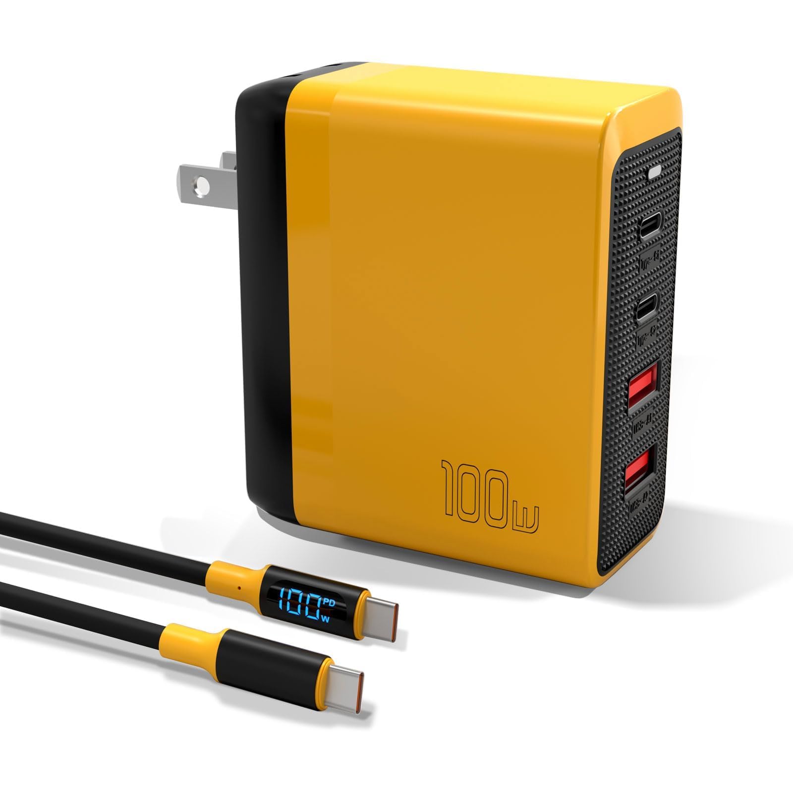 Caricabatterie per MacBook Pro C-C da 100 W, 4 porte, compatibile con MacBook M3/Air, ThinkPad, Dell XPS, iPad Pro, iPhone 15, Galaxy S24