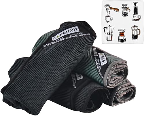 CAFEMASY Barista - Paquete de 4 toallas de limpieza microabsorbentes suaves y no abrasivas para barista para limpiar la varita de vapor, café o