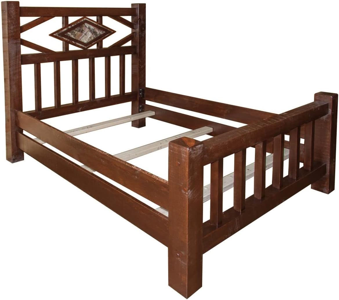 Furniture Barn USA Farmhouse Timber Peg Twin Diamond Mission-Style Bed, Early American Stain
