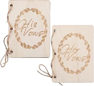 GORGECRAFT 8pcs Wooden Greeting Cards Wedding Vow Books Officiant Wedding Day Card Bride and Groom Bridal Shower Gifts Booklet Keepsake Vow Renewal Notebook His and Hers Marriage Vows Cards
