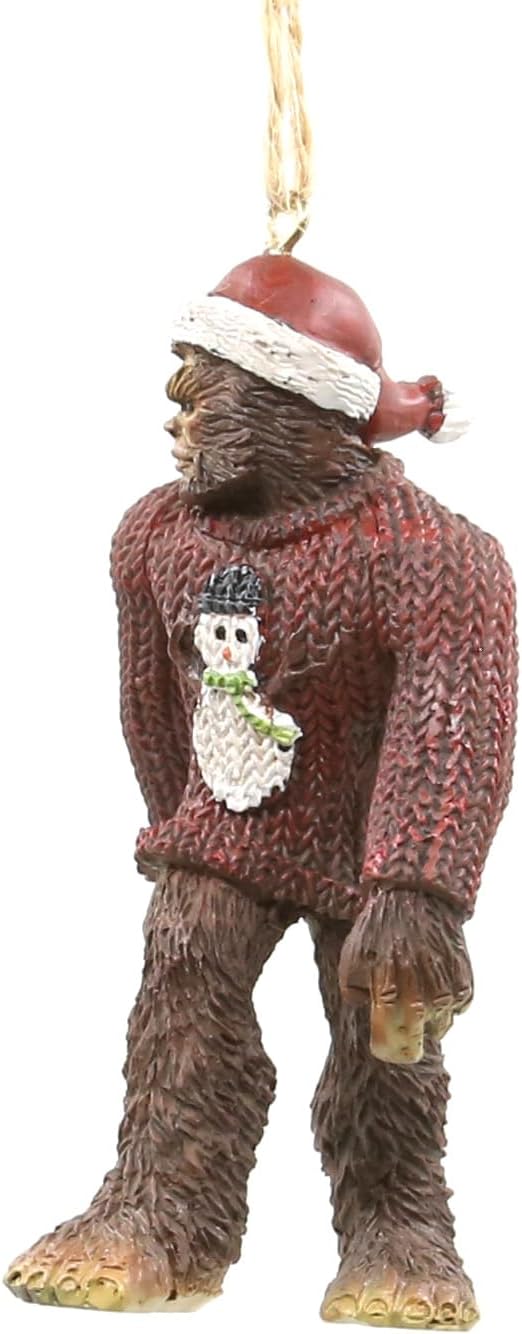 Bella Haus Bigfoot 4' Bigfoot Wearing Ugly Christmas Sweater Christmas Tree Ornament| Tree Figurines Resin Ornament - Image 4
