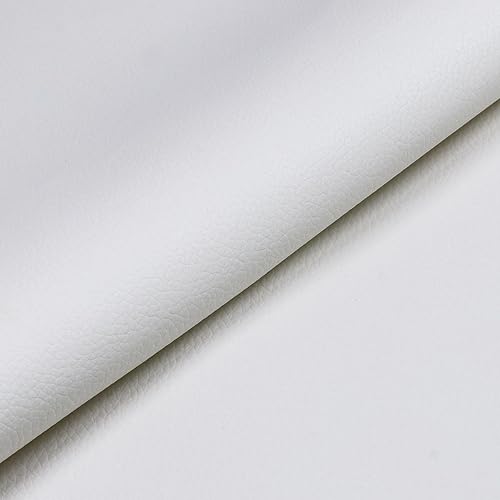 Telas de tapicería de cuero sintético impermeables, material suave anti-UV, hipoalergénico, fácil de limpiar, sin pelar (2 yardas, blanco)