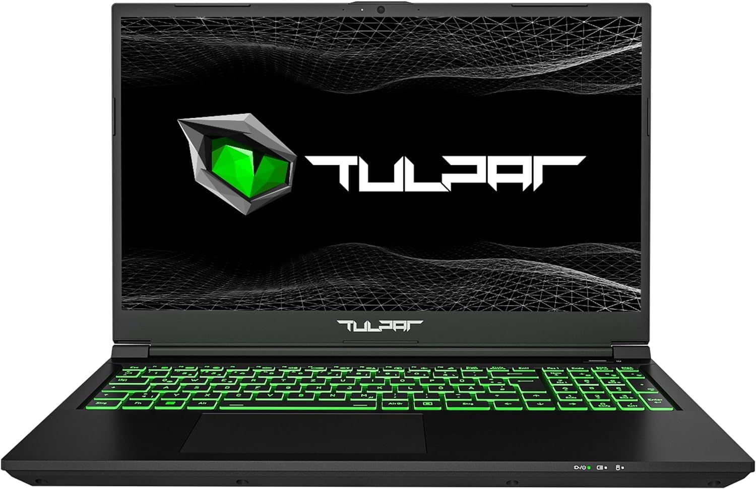 TULPAR T5 V23.4 Gaming Laptop, front view su apšviesta klaviatūra