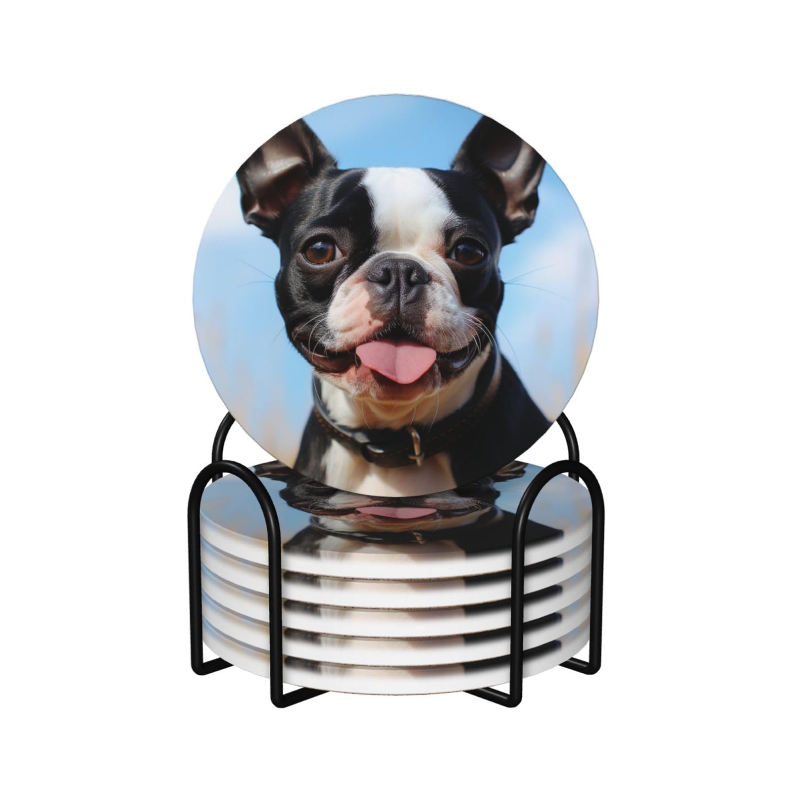 Dessous de verre céramique Boston Terrier lot de 6, cadeau décoration maison
