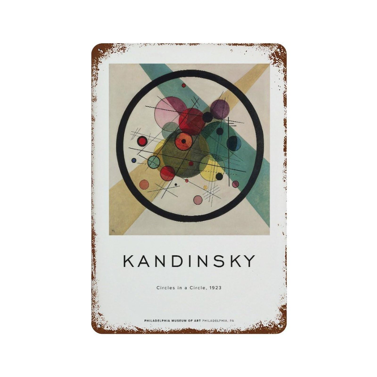 xiaoxiaoshen Kandinsky Circles in A Circle Modern Exhibition Wall Decor Art Metal Tin Poster Modern Home Decor Art Home Bar Shop Decorations Vintage Sign 30x20cm